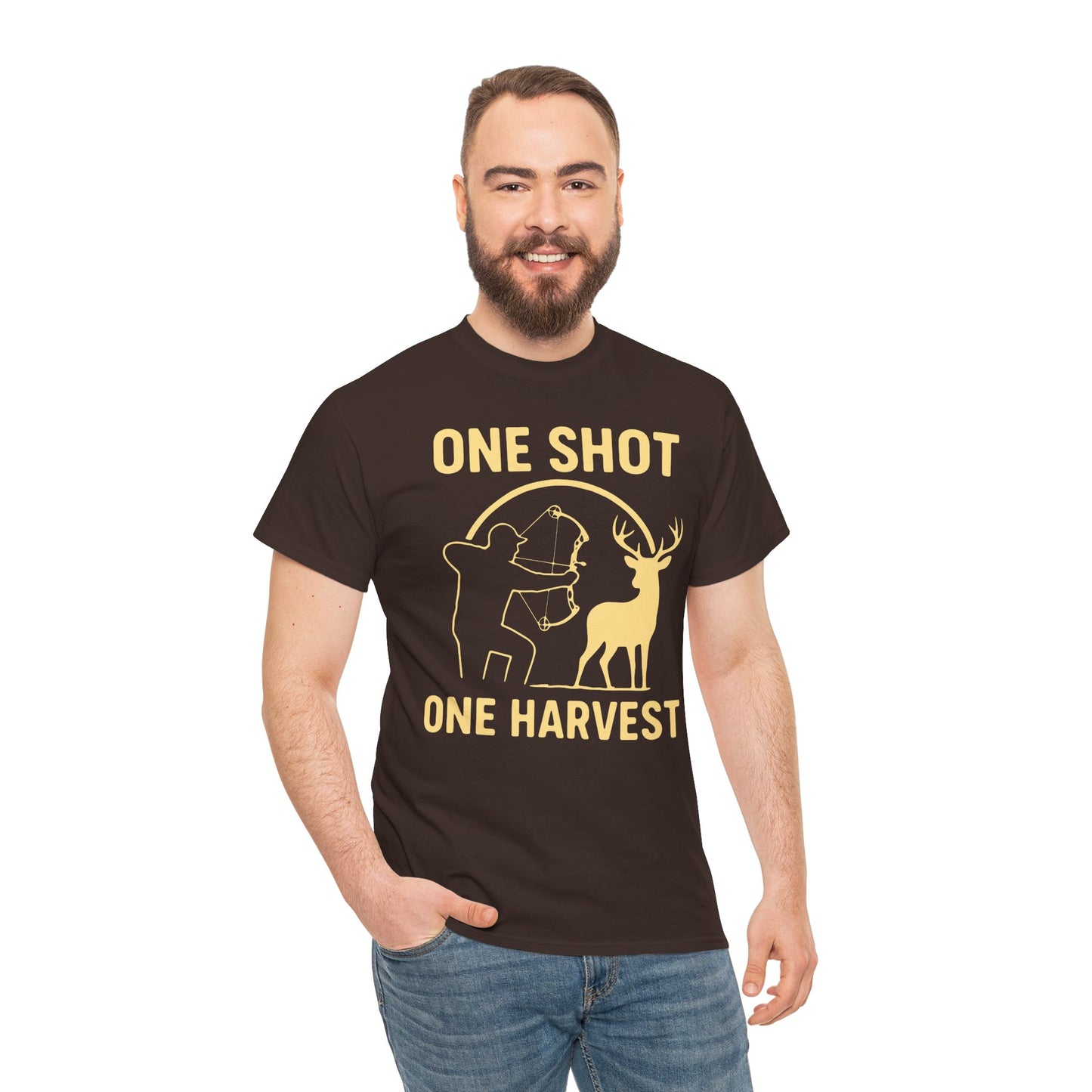Hunting Enthusiast Tee, One Shot One Harvest T-Shirt, Gift for Hunters, Outdoor Adventure Wear, Casual Nature Lover Apparel