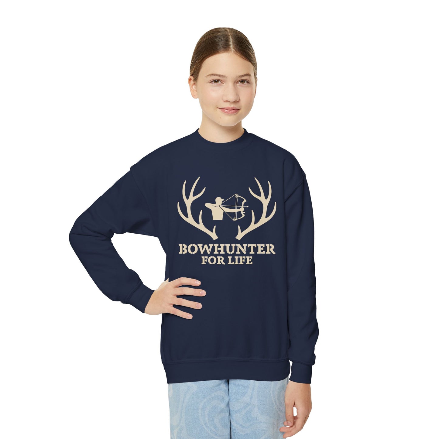 Bowhunter for Life Youth Crewneck Sweatshirt, Hunting Gift, Kids Sweatshirt, Outdoor Apparel, Archery Design, Youth Hoodie