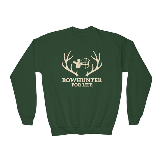 Bowhunter For Life Youth Unisex Sweatshirt | Hunting Gift, Kids Sweatshirt, Outdoor Apparel, Archery Design
