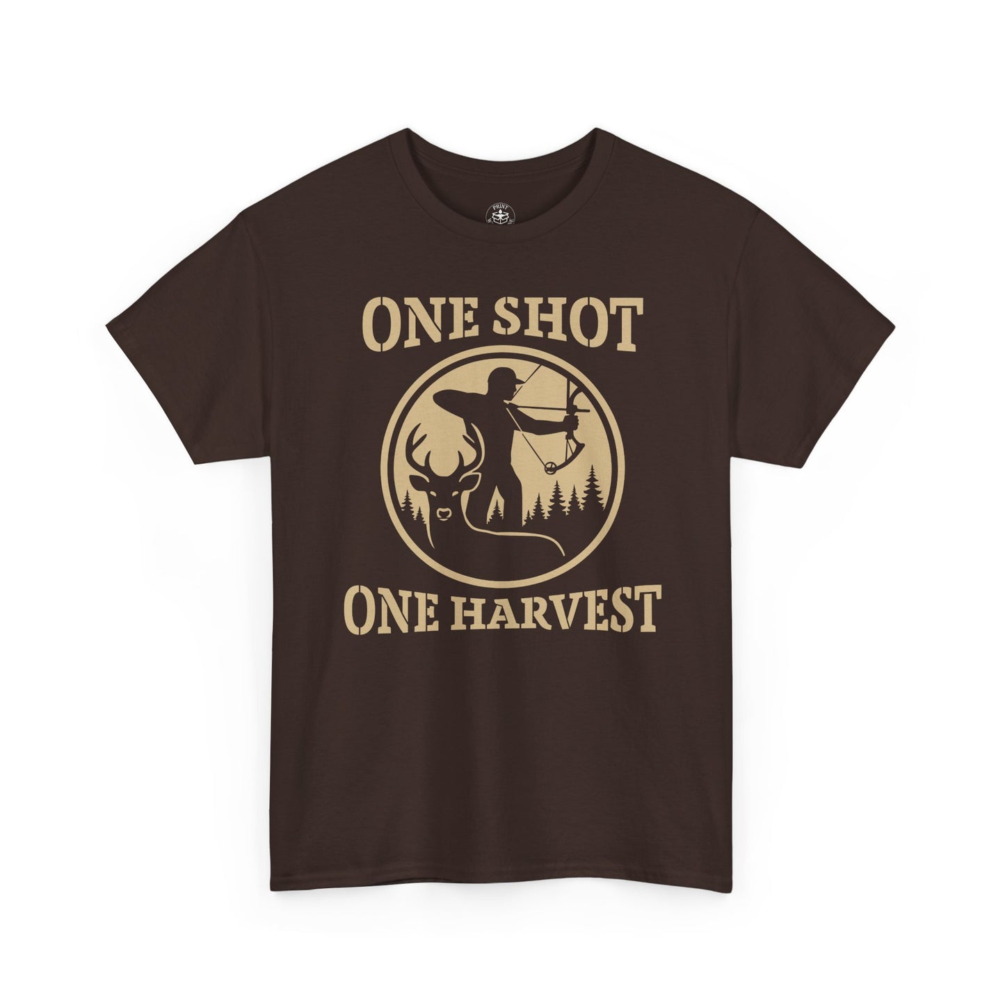 Hunting Tee, One Shot One Harvest Unisex Heavy Cotton Shirt, Outdoor Adventure Wear, Gift for Hunters, Camping Apparel, Fall Sportswear