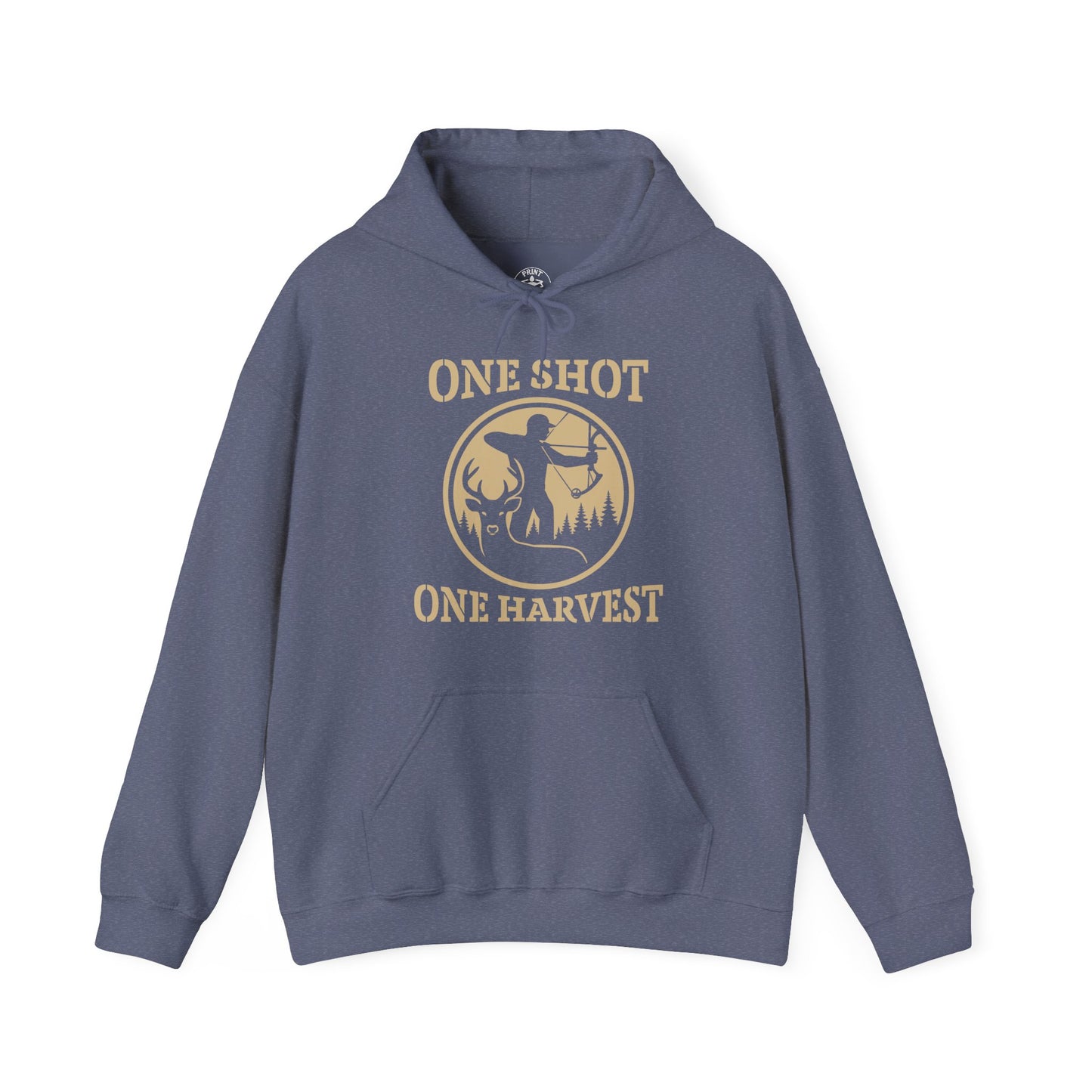 Hunting Themed Unisex Hoodie, Perfect for Bow Hunters, Fall Gatherings, Gifts, Cozy Layering, One Shot One Harvest Design