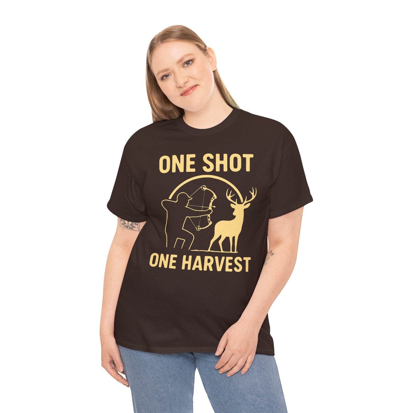 Hunting Enthusiast Tee, One Shot One Harvest T-Shirt, Gift for Hunters, Outdoor Adventure Wear, Casual Nature Lover Apparel