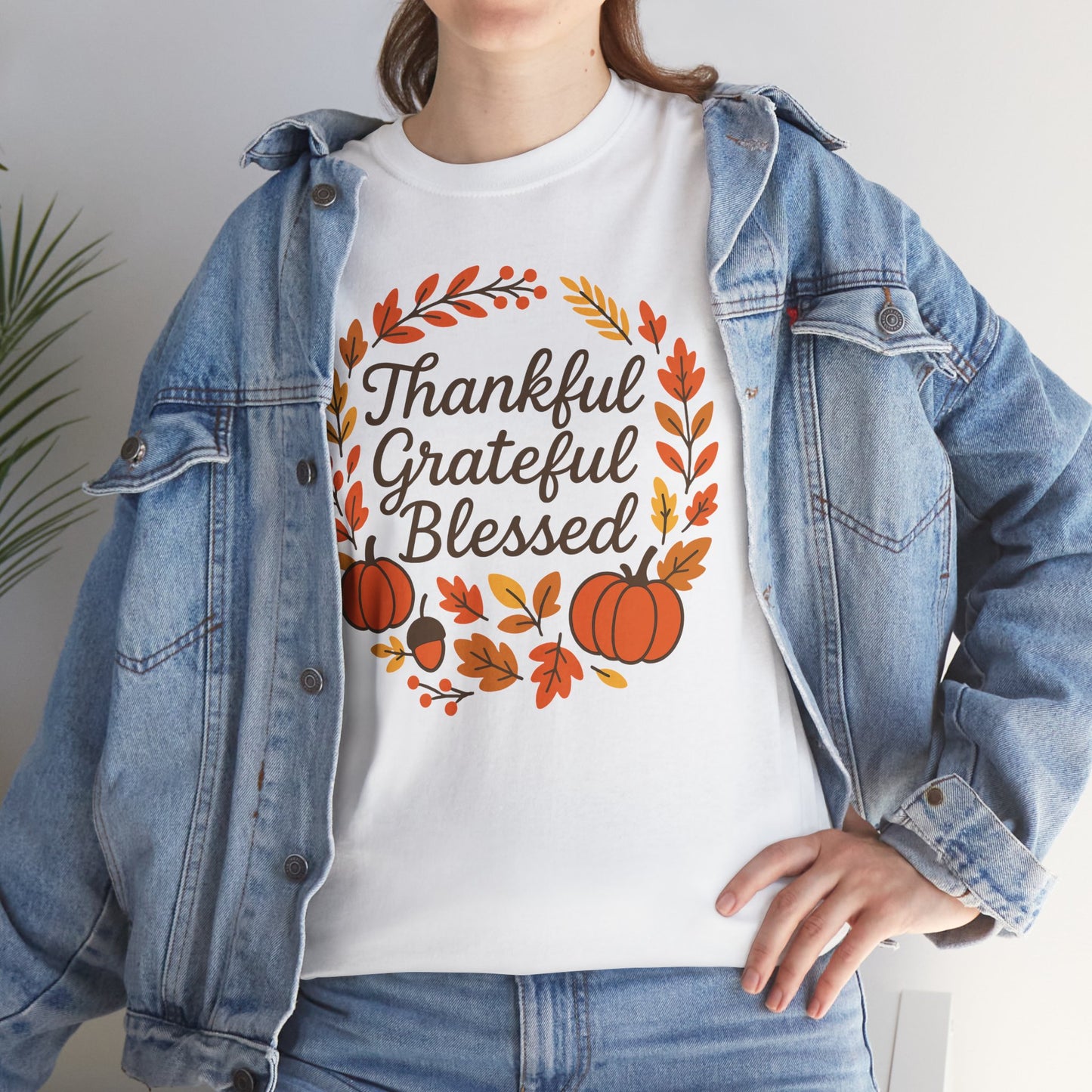 Thankful Grateful Blessed Tee, Fall T-Shirt, Thanksgiving Gift, Autumn Apparel, Unisex Graphic Tee