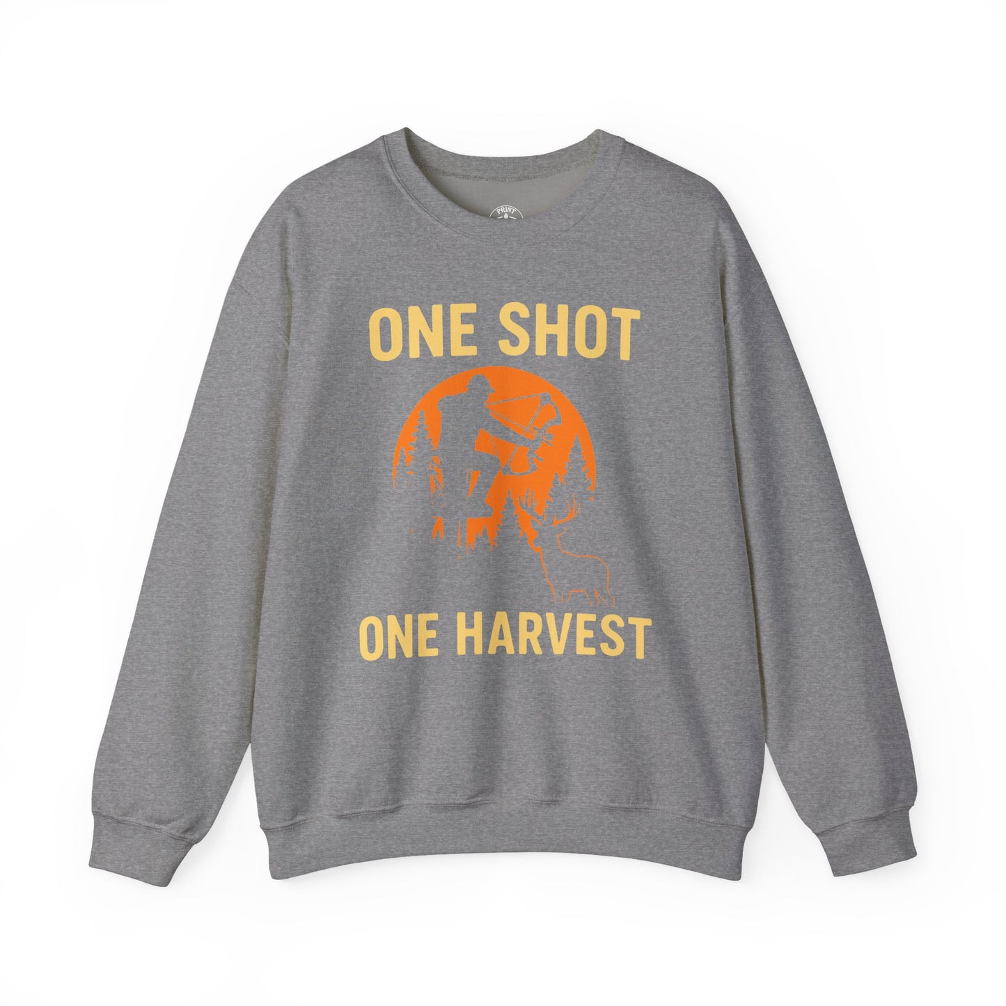 Hunting Crewneck Sweatshirt, One Shot One Harvest Sweatshirt, Gift for Hunters, Outdoor Apparel, Fall Outfit, Harvest Season Sweatshirt