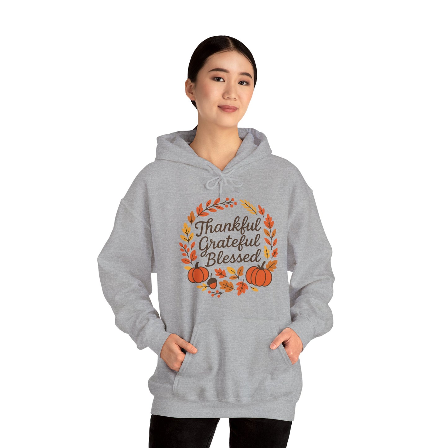 Thankful Grateful Blessed Hoodie, Cozy Fall Sweatshirt, Thanksgiving Gift, Autumn Apparel, Unisex Sweatshirt