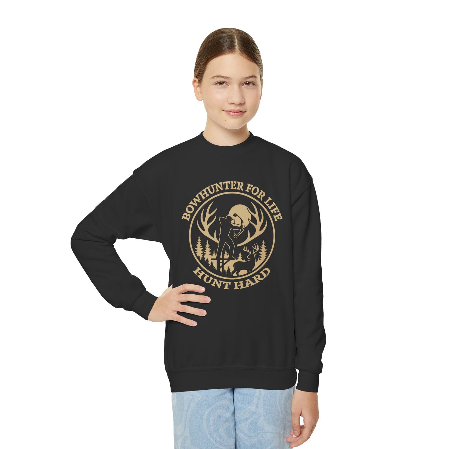 Bowhunter for Life Youth Crewneck Sweatshirt, Cozy Sweatshirt for Young Hunters, Perfect Gift for Kids, Outdoor Adventure Apparel