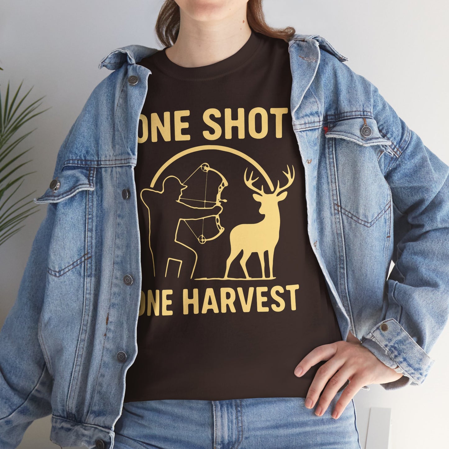 Hunting Enthusiast Tee, One Shot One Harvest T-Shirt, Gift for Hunters, Outdoor Adventure Wear, Casual Nature Lover Apparel