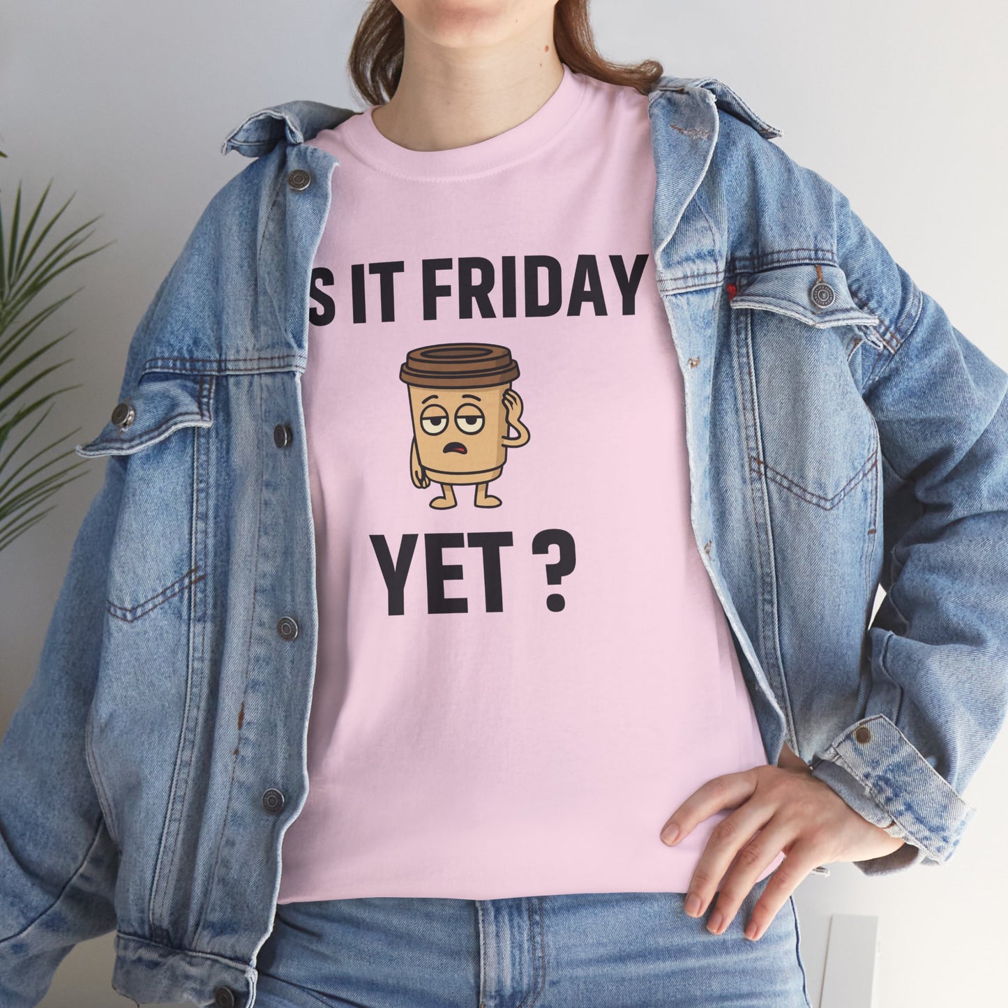 Coffee Cup Guy Is It Friday Yet? Unisex T-Shirt | Office Jokes, Humorous Work Wear, Great for Coworker Gifts