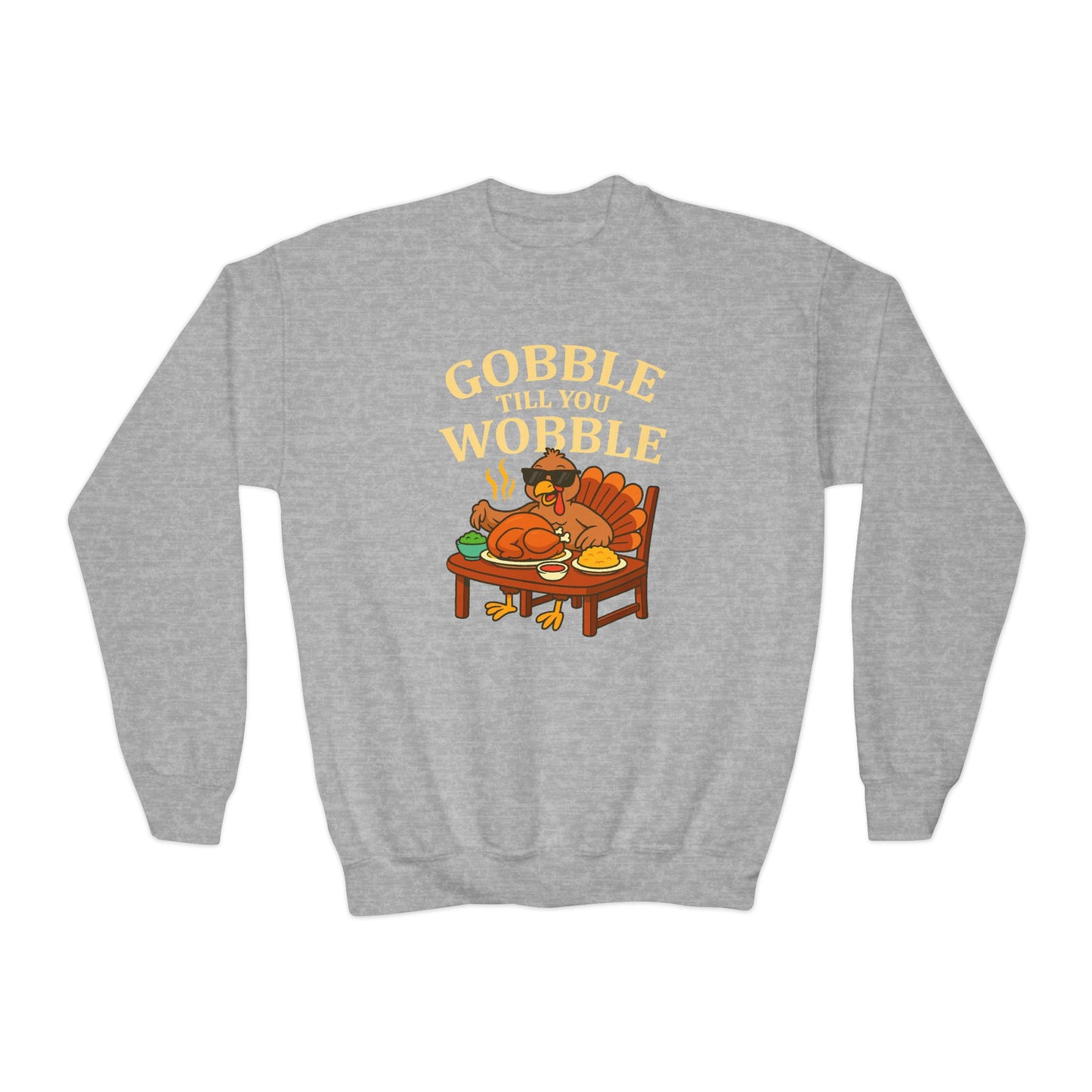 Youth Crewneck Sweatshirt - Gobble Till You Wobble, Thanksgiving Gift, Fall Fashion, Youth Apparel, Cozy Sweater, Holiday Wear