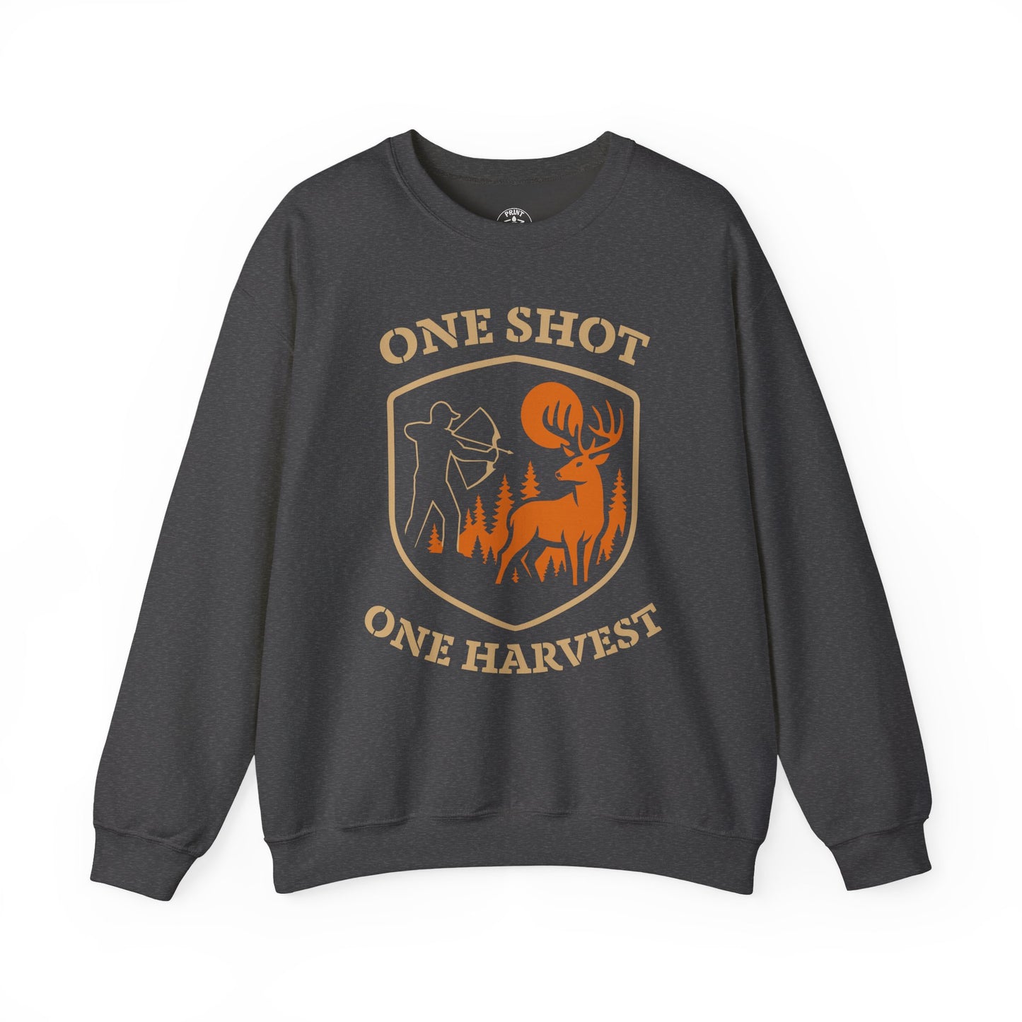 Outdoor Hunting Sweatshirt, Perfect for Hunters, One Shot One Harvest Gift, Cozy Fall Apparel, Classic Crewneck