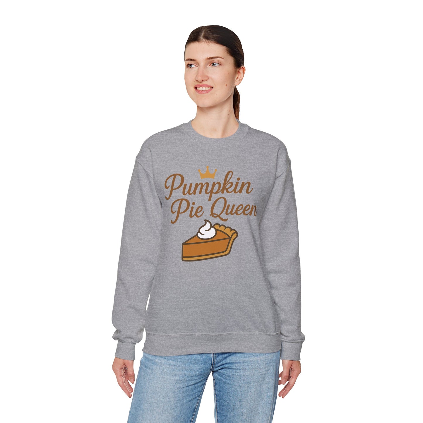 Pumpkin Pie Queen Crewneck Sweatshirt, Cozy Fall Sweatshirt, Thanksgiving Apparel, Funny Sweatshirt for Women, Gift for Baking Lovers