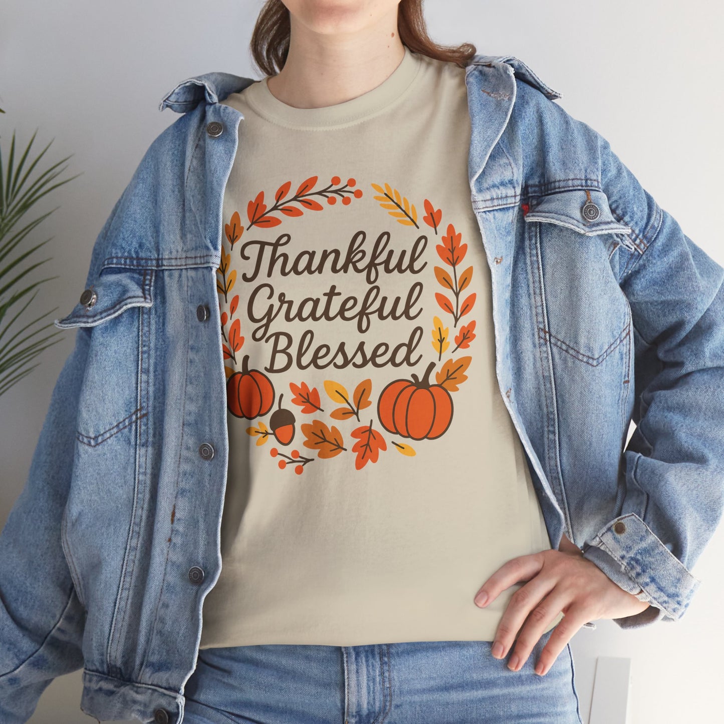 Thankful Grateful Blessed Tee, Fall T-Shirt, Thanksgiving Gift, Autumn Apparel, Unisex Graphic Tee