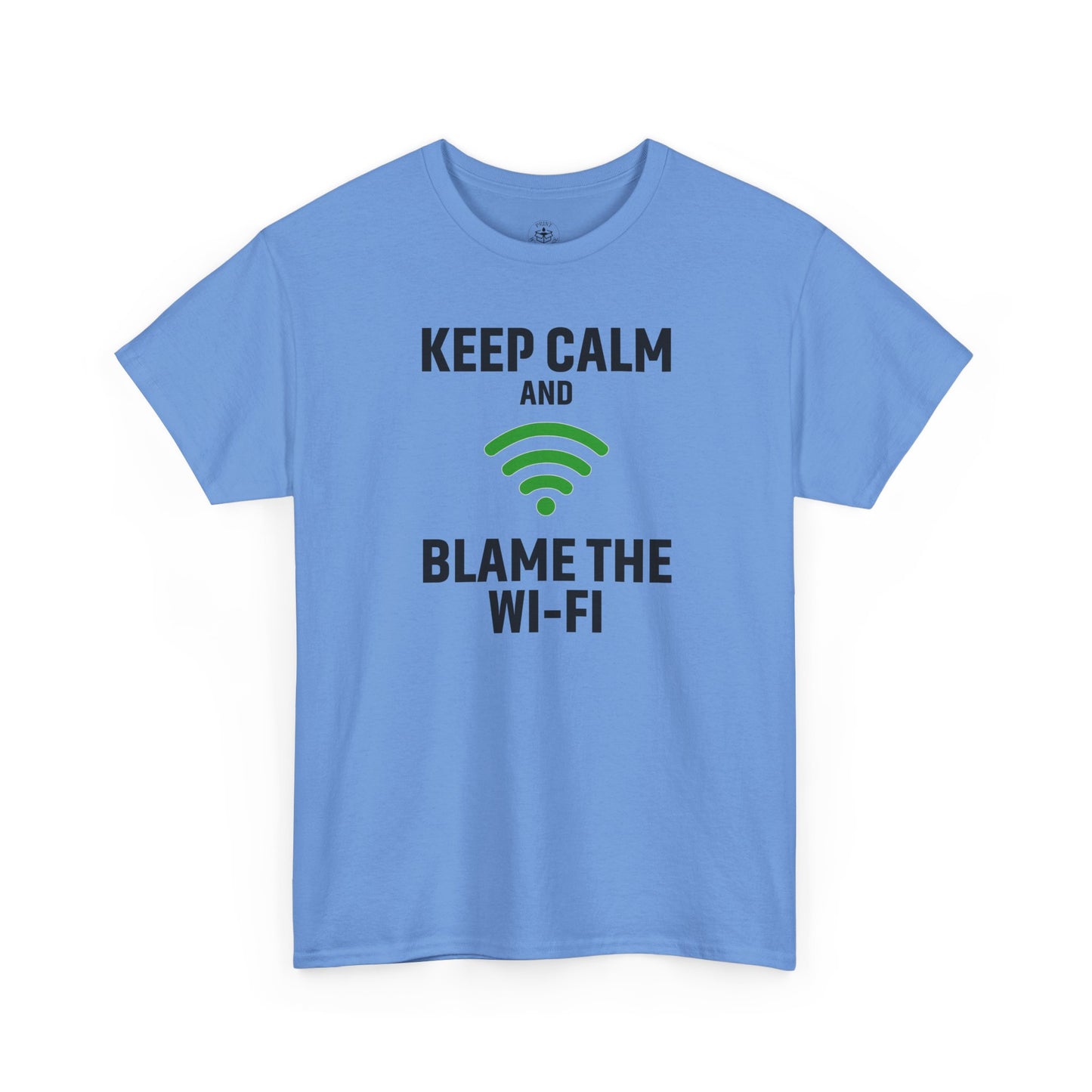 Keep Calm Blame the Wi-Fi Tee | Unisex Heavy Cotton Shirt for Tech Lovers, Funny Office Gift, Internet Humor Apparel, Casual Wear