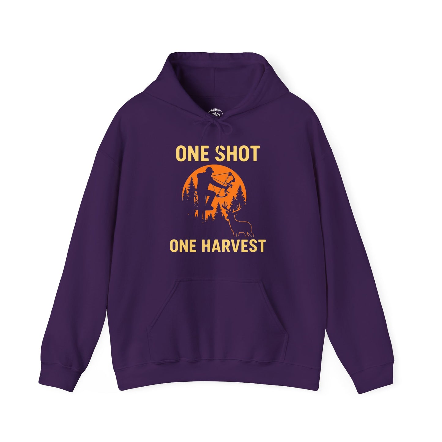 Hunting Theme Unisex Hoodie, One Shot One Harvest, Fall Apparel, Outdoor Gear, Gift for Hunters, Cozy Hoodie