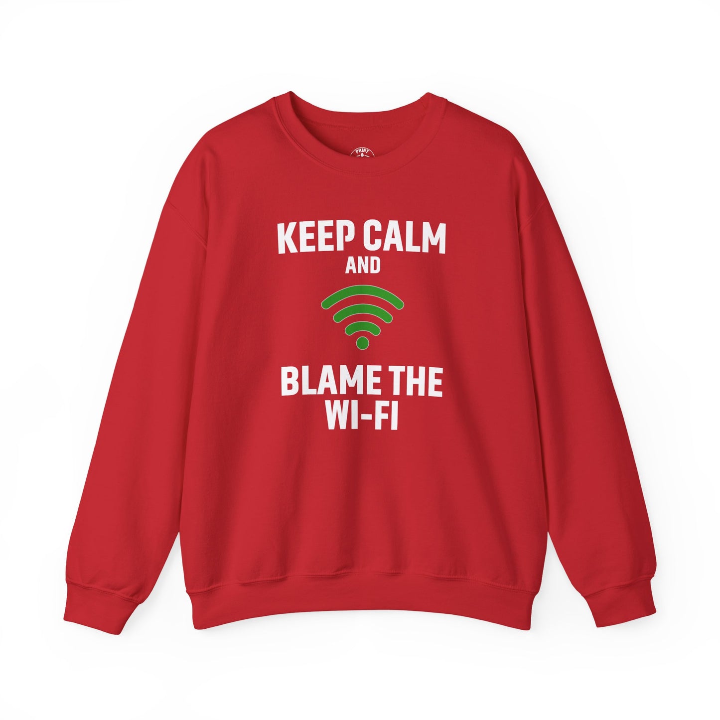 Keep Calm Blame the Wi-Fi Crewneck Sweatshirt | Funny Sweatshirt, Gift for Tech Lovers, Cozy Sweater for Home, Office Gift