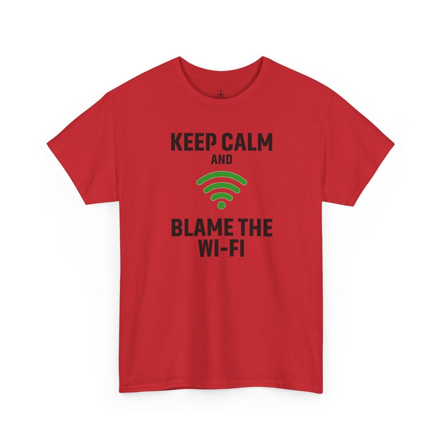 Keep Calm Blame the Wi-Fi Tee | Unisex Heavy Cotton Shirt for Tech Lovers, Funny Office Gift, Internet Humor Apparel, Casual Wear