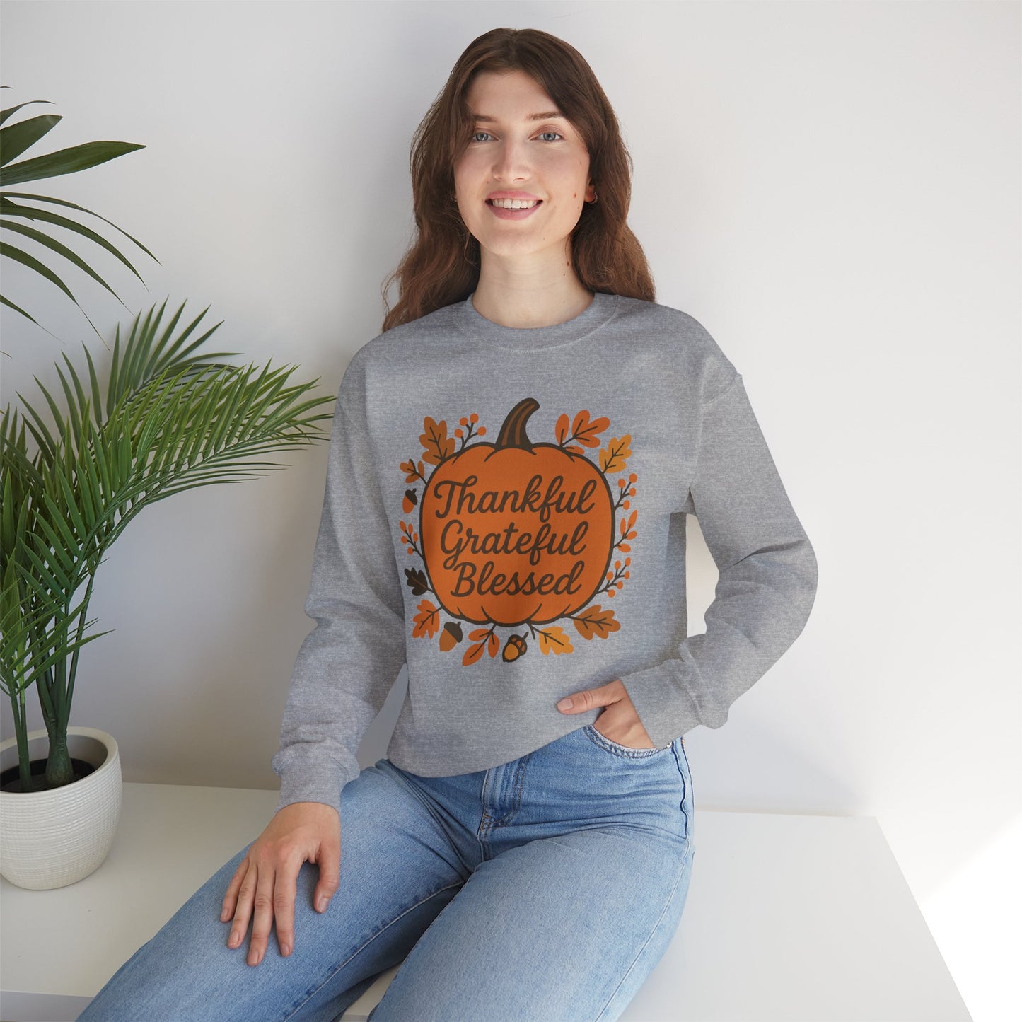 Thankful Grateful Blessed Sweatshirt | Cozy Fall Crewneck, Autumn Style, Thanksgiving Gift, Unisex Casual Wear