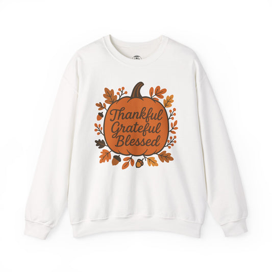 Thankful Grateful Blessed Unisex Sweatshirt | Cozy Fall Crewneck, Autumn Style, Thanksgiving Gift, Casual Wear