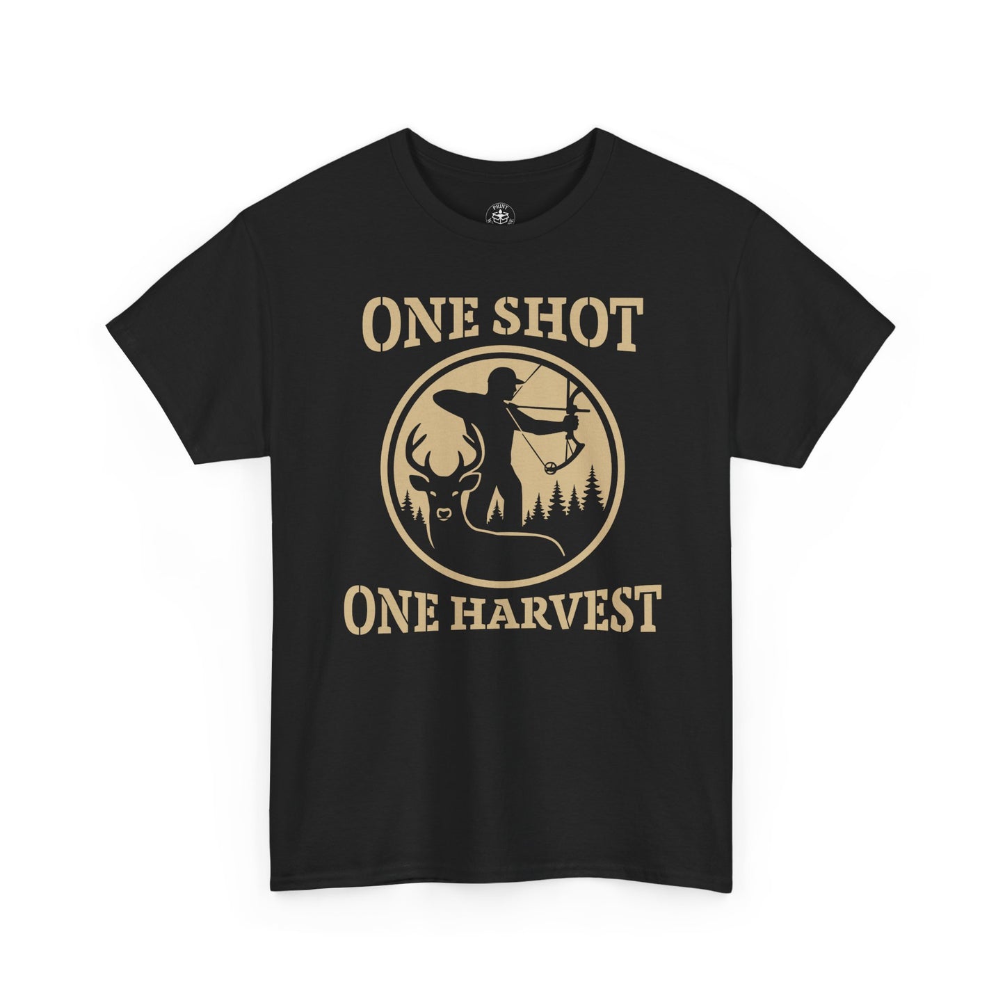 Hunting Tee, One Shot One Harvest Unisex Heavy Cotton Shirt, Outdoor Adventure Wear, Gift for Hunters, Camping Apparel, Fall Sportswear