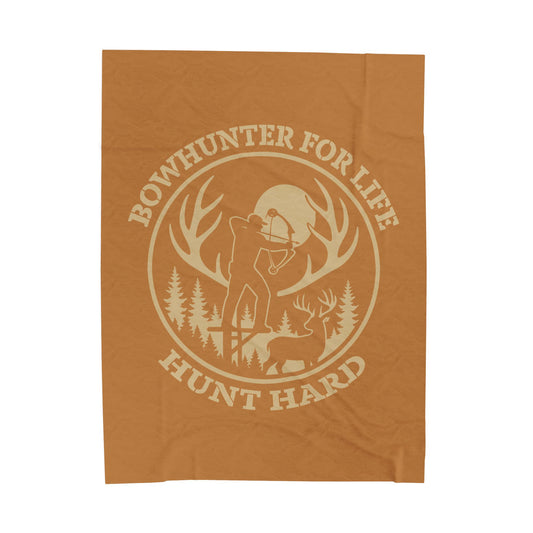 Bowhunter for Life Velveteen Plush Blanket, Cozy Gift for Hunters, Hunting Decor, Outdoor Lover's Blanket, Camping and Cabin Essentials
