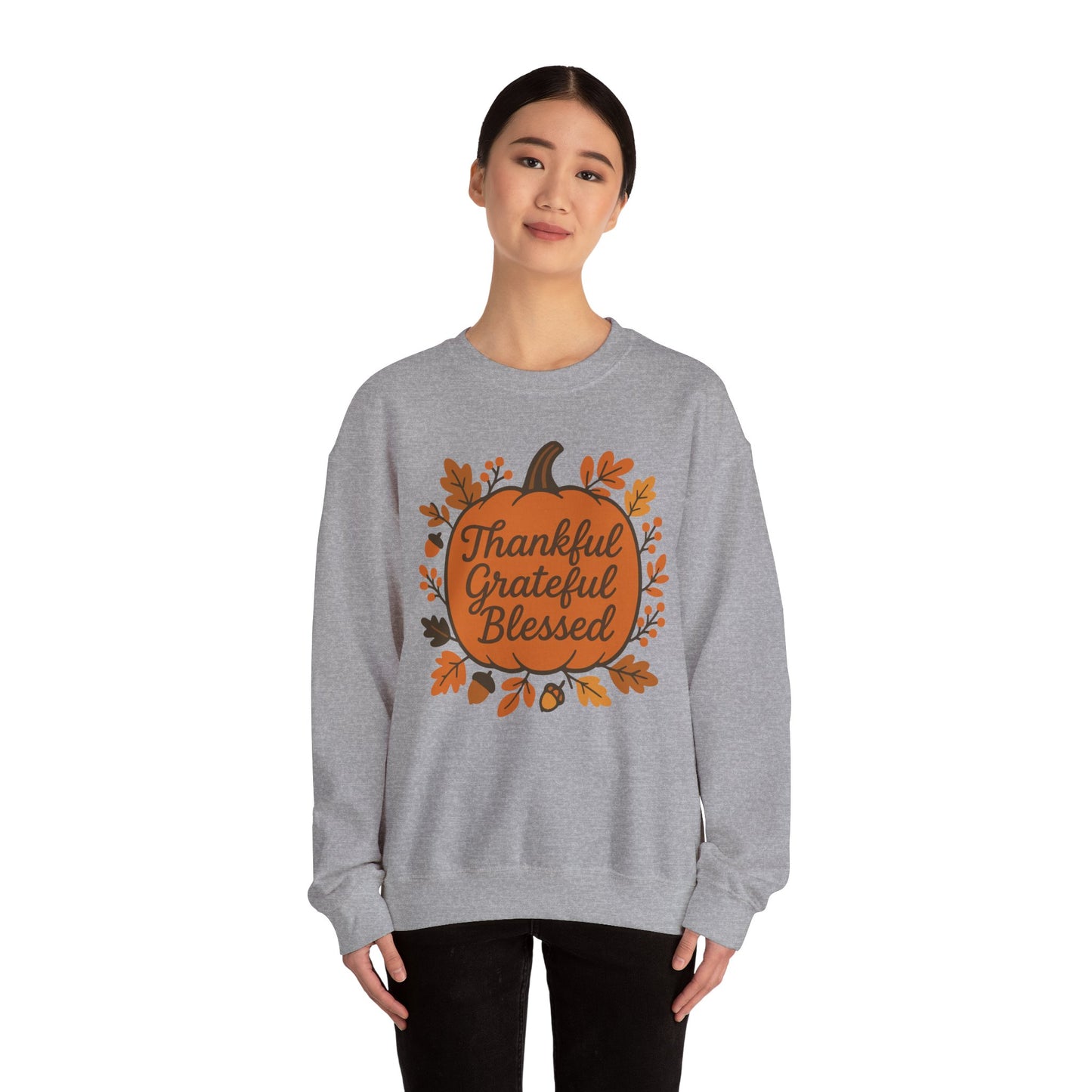 Thankful Grateful Blessed Sweatshirt | Cozy Fall Crewneck, Autumn Style, Thanksgiving Gift, Unisex Casual Wear