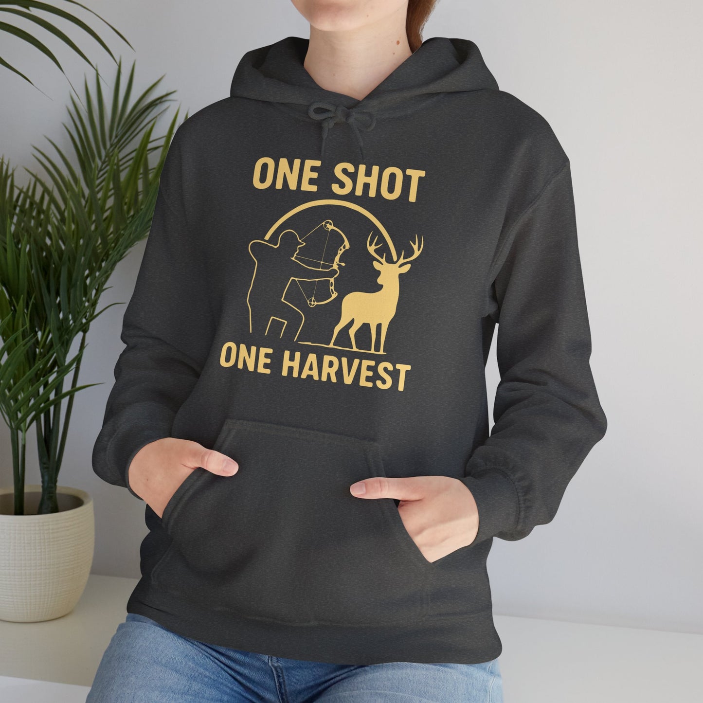 Hunting Hoodie - One Shot One Harvest, Unisex Hoodie for Outdoor Lovers, Gift for Hunters, Cozy Fall Apparel