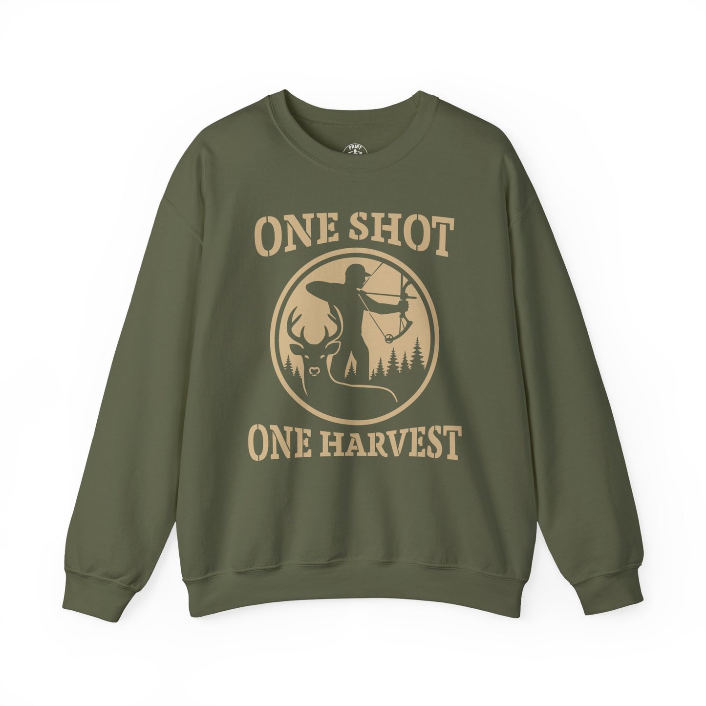 Rustic Hunter's Sweatshirt | One Shot One Harvest | Cozy Crewneck for Outdoor Lovers, Gift for Hunters, Fall Apparel, Nature Lover's Gift