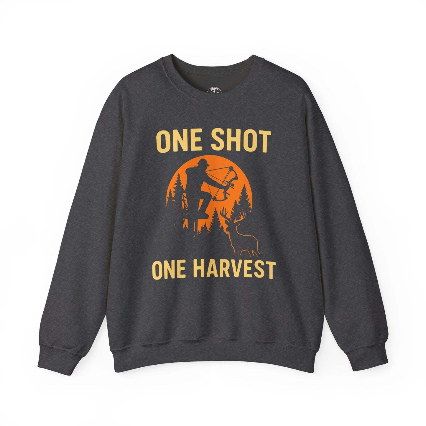 Hunting Crewneck Sweatshirt, One Shot One Harvest Sweatshirt, Gift for Hunters, Outdoor Apparel, Fall Outfit, Harvest Season Sweatshirt