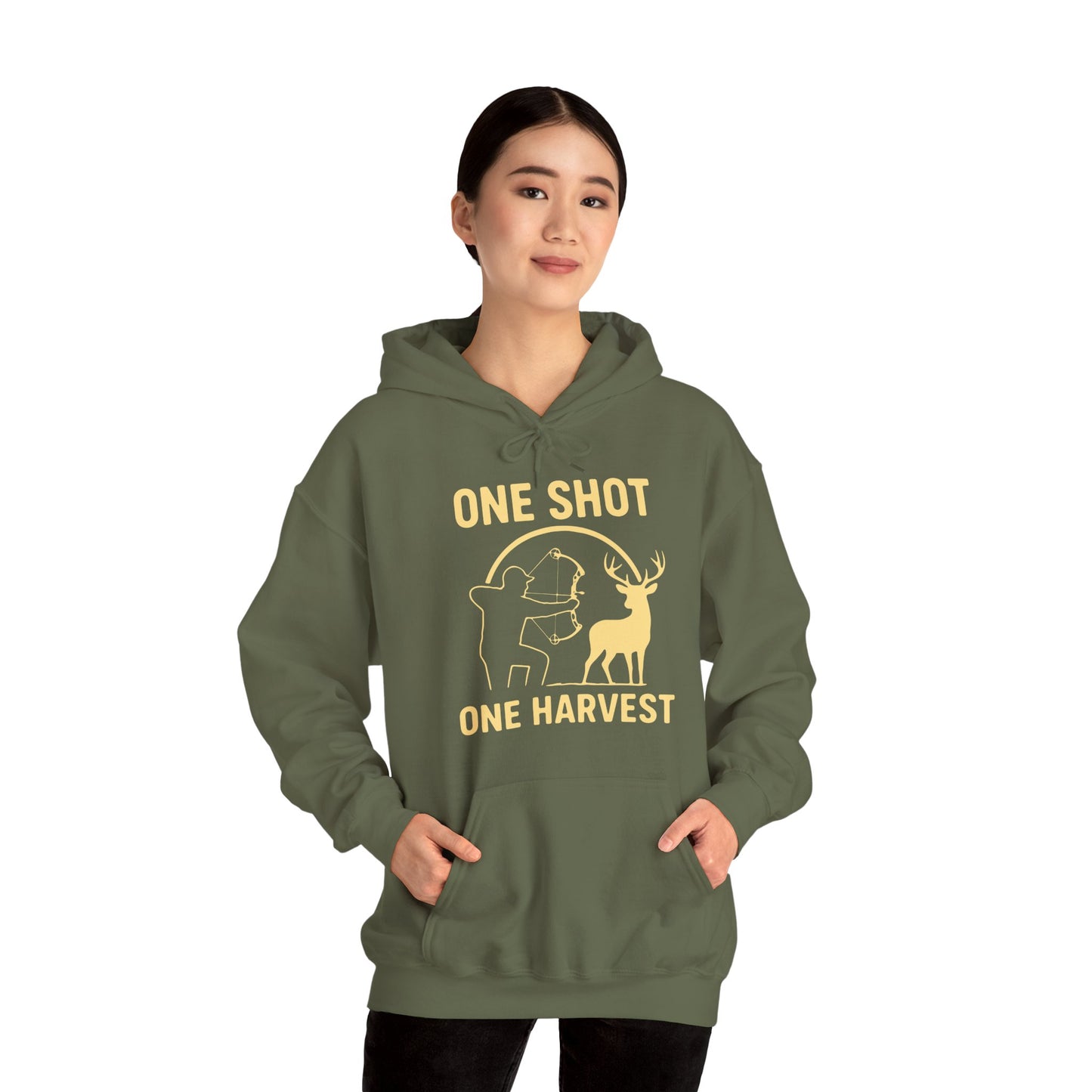Hunting Hoodie - One Shot One Harvest, Unisex Hoodie for Outdoor Lovers, Gift for Hunters, Cozy Fall Apparel
