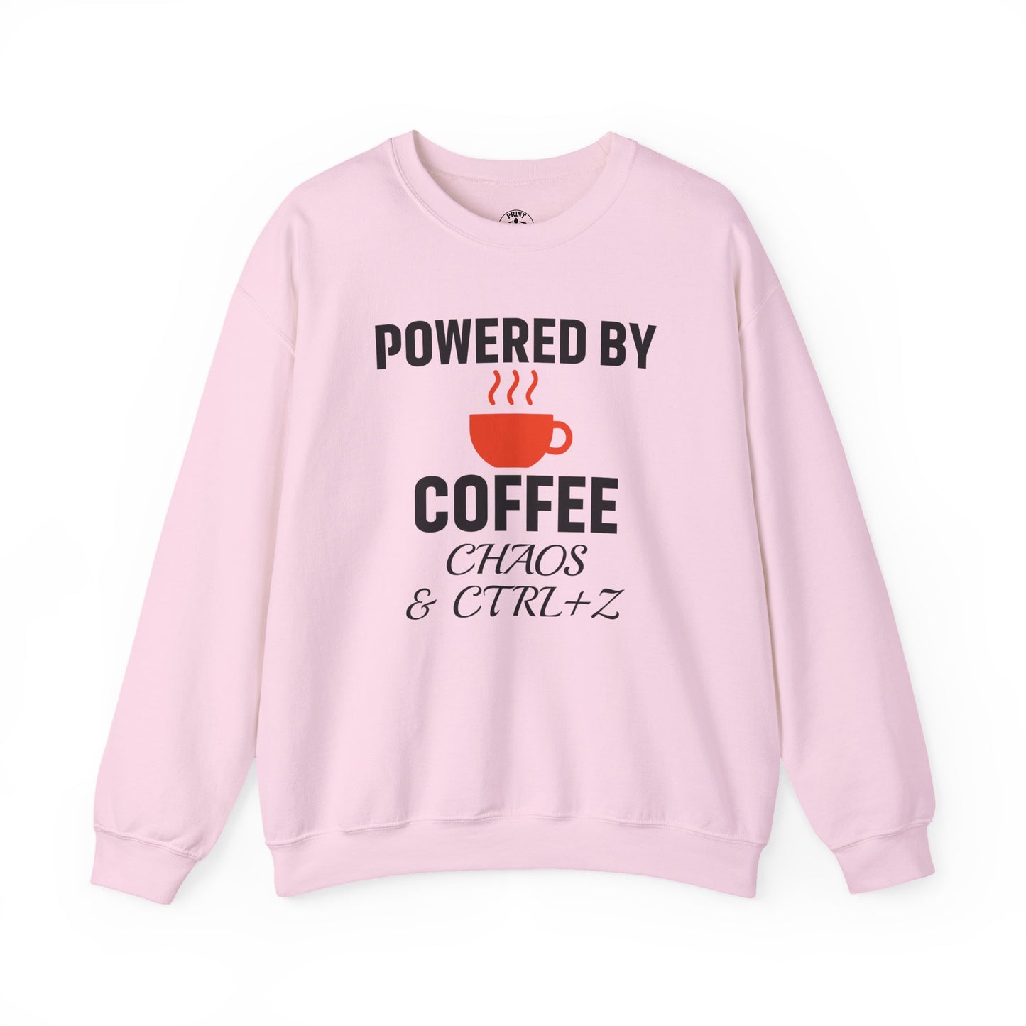Powered By Coffee Chaos And CTRL+Z Unisex Sweatshirt | Cozy Gift for Coffee Lovers, Trendy Casual Wear, Perfect for Office Gift