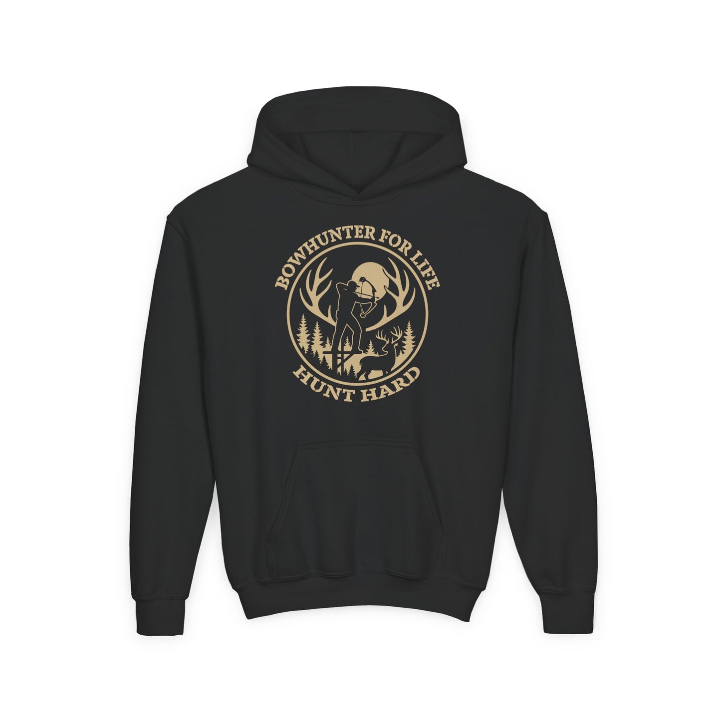 Bowhunter For Life Youth Unisex Hoodie | Perfect for Young Hunters, Outdoor Adventures, Gifts for Boys or Girls, Hunting Apparel