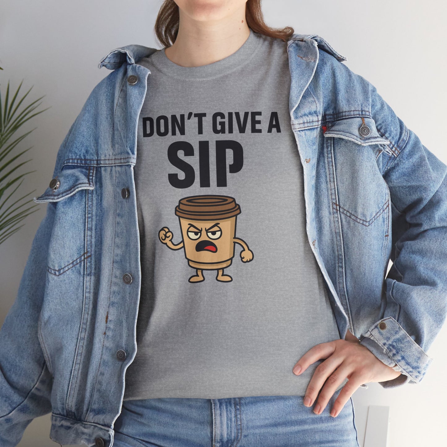Coffee Cup Guy I Don't Give a Sip Unisex T-Shirt | Gift for Coffee Lovers, Humorous T-Shirt, Casual Office Wear