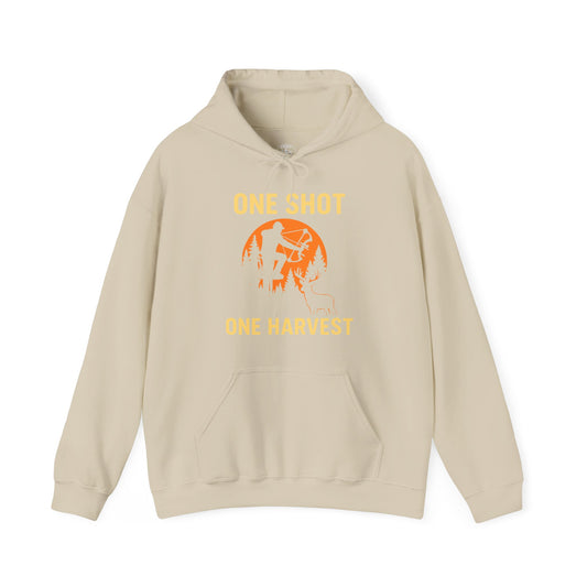 Hunting Theme Unisex Hoodie, One Shot One Harvest, Fall Apparel, Outdoor Gear, Gift for Hunters, Cozy Hoodie