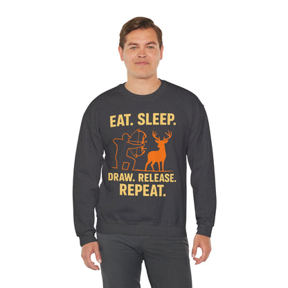 Eat Sleep Draw Release Repeat Unisex Sweatshirt | Perfect Gift for Hunters, Outdoor Enthusiasts, Archery Lovers, Casual Comfort