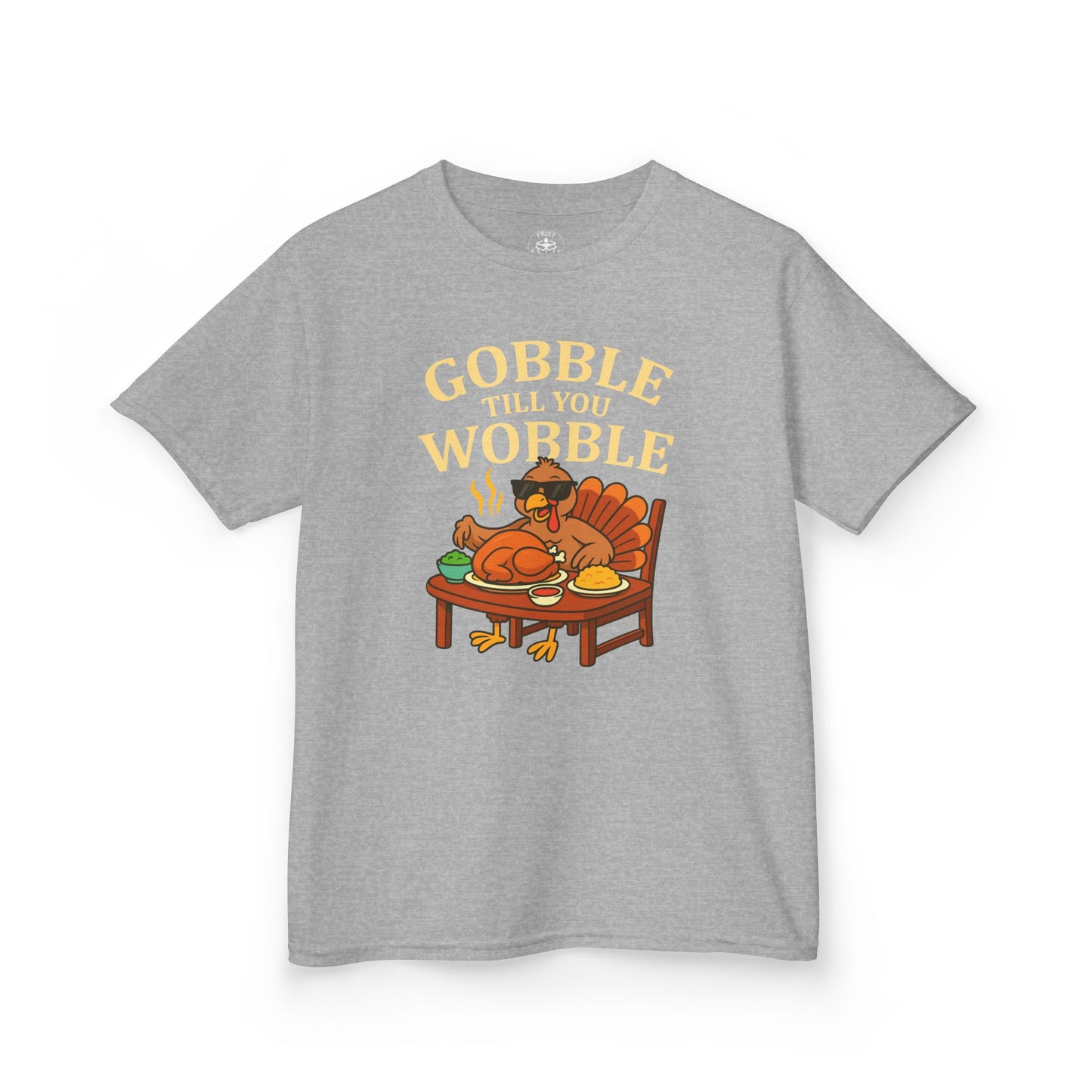 Gobble Till You Wobble Youth Unisex T-Shirt | Funny Thanksgiving Shirt, Family Gathering Apparel, Gifts for Kids
