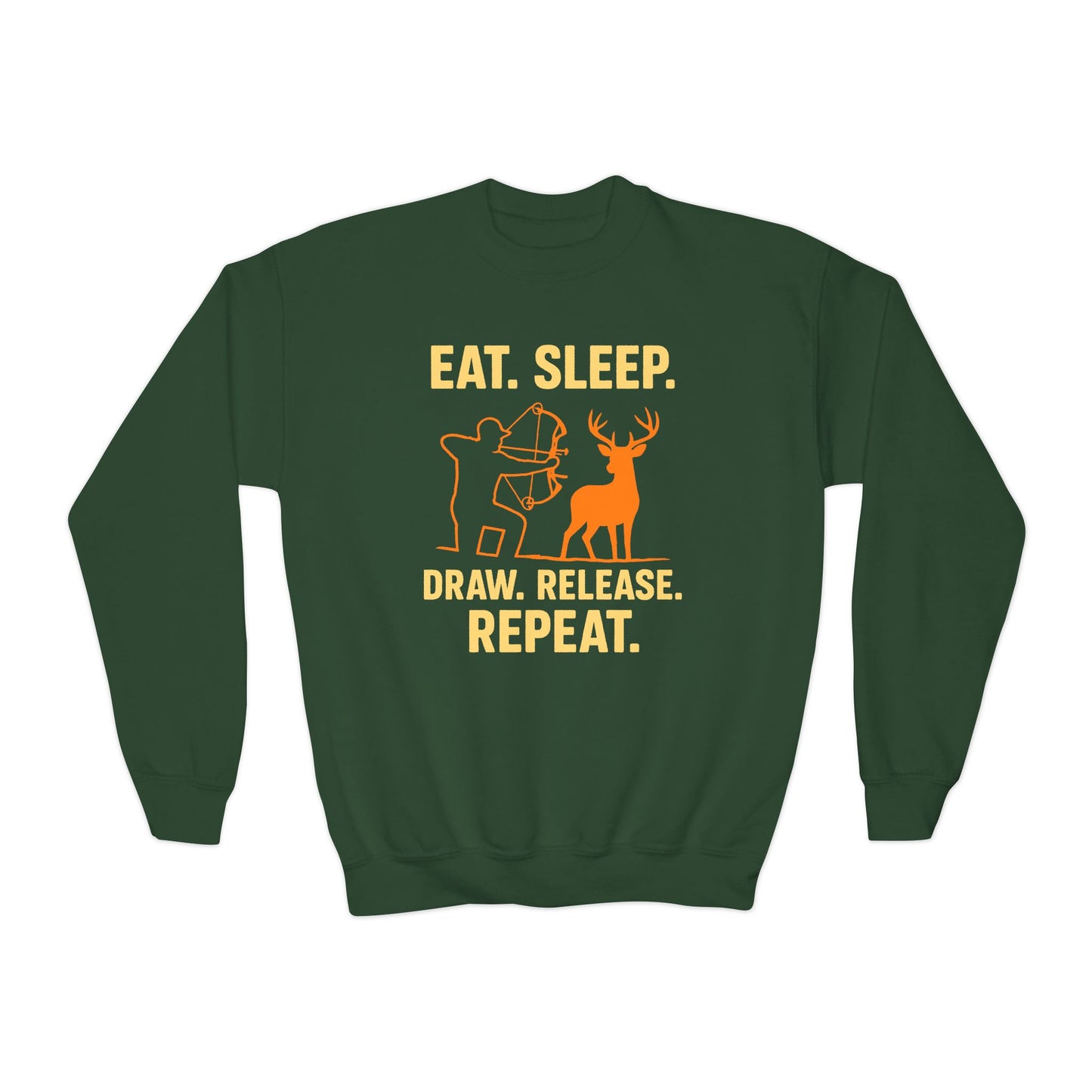 Eat Sleep Draw Release Repeat Youth Unisex Sweatshirt | Cute Hunter Sweatshirt, Gift for Nature Lovers, Outdoor Adventure Apparel