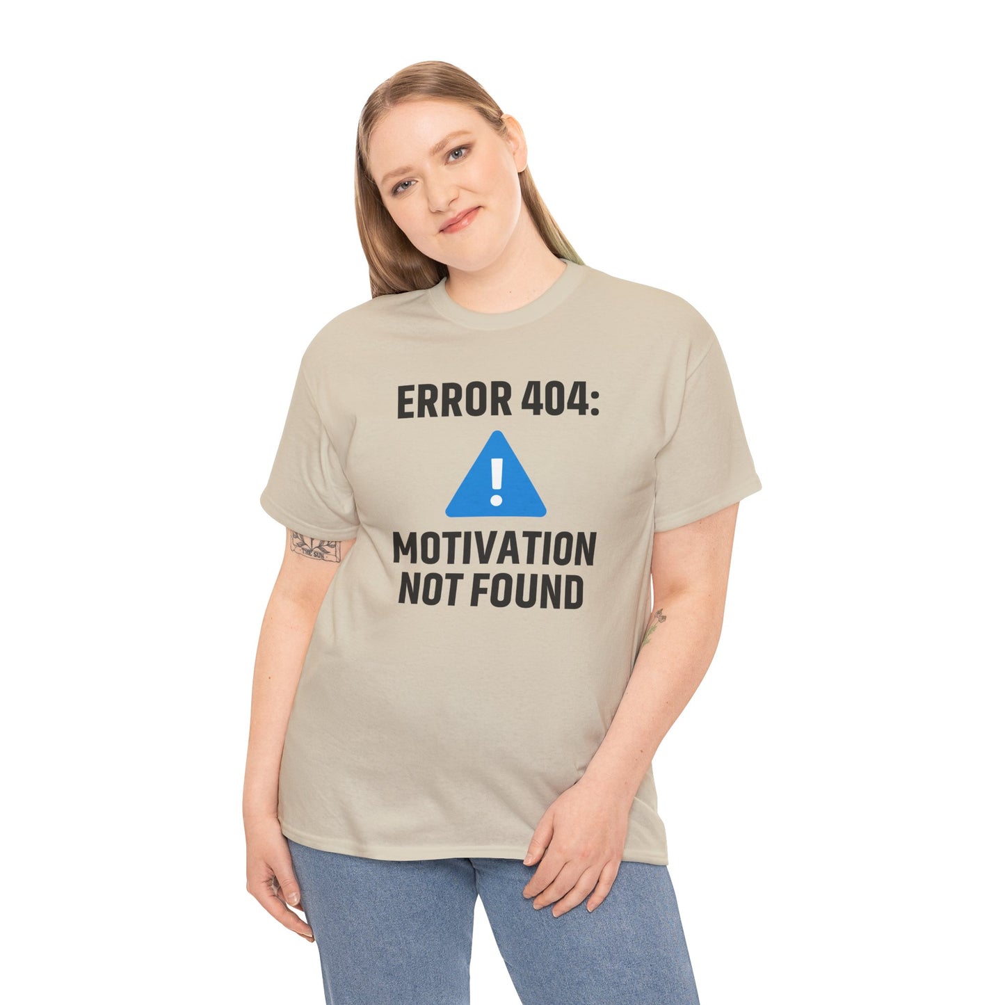 Error 404 Motivation Not Found Unisex T-Shirt | Funny Graphic Tee, Gift for Tech Lovers, Quirky Humor Outfit, Office Gift