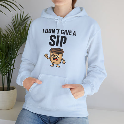 Coffee Cup Guy I Don't Give A Sip Unisex Hoodie | Coffee Attitude, Funny Sweatshirt, Perfect for Coffee Lovers, Humorous Apparel