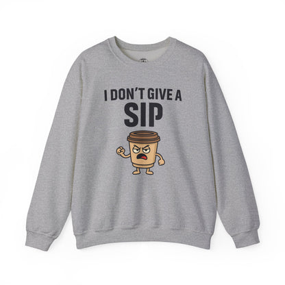 Coffee Cup Guy I Don't Give A Sip Unisex Sweatshirt | Coffee Attitude, Funny Casual Gift for Coffee Lovers, Humorous Design