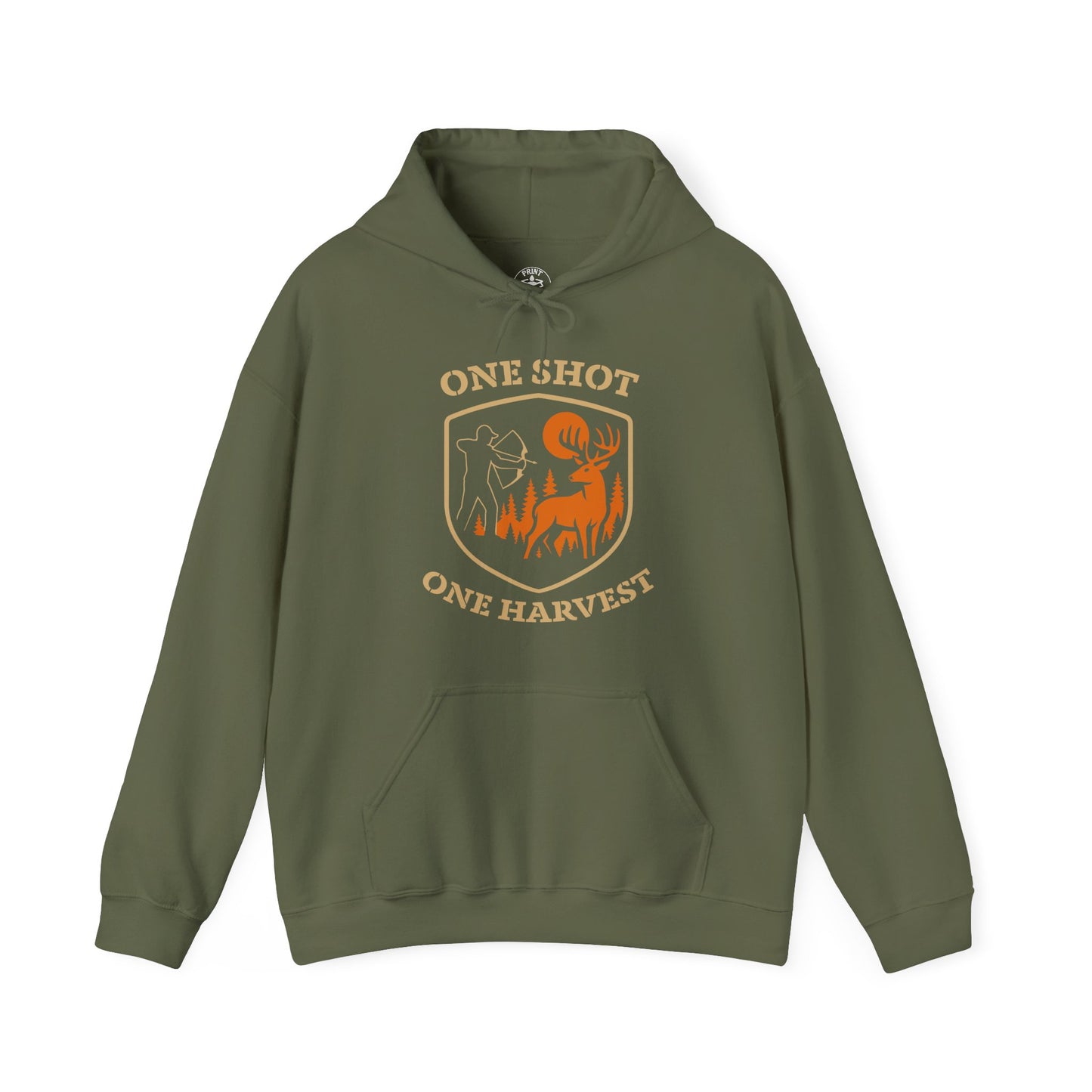 One Shot One Harvest Unisex Hoodie | Hunting Mood Hooded Sweatshirt, Gift for Outdoor Enthusiasts, Cozy Hoodie for Fall Adventures