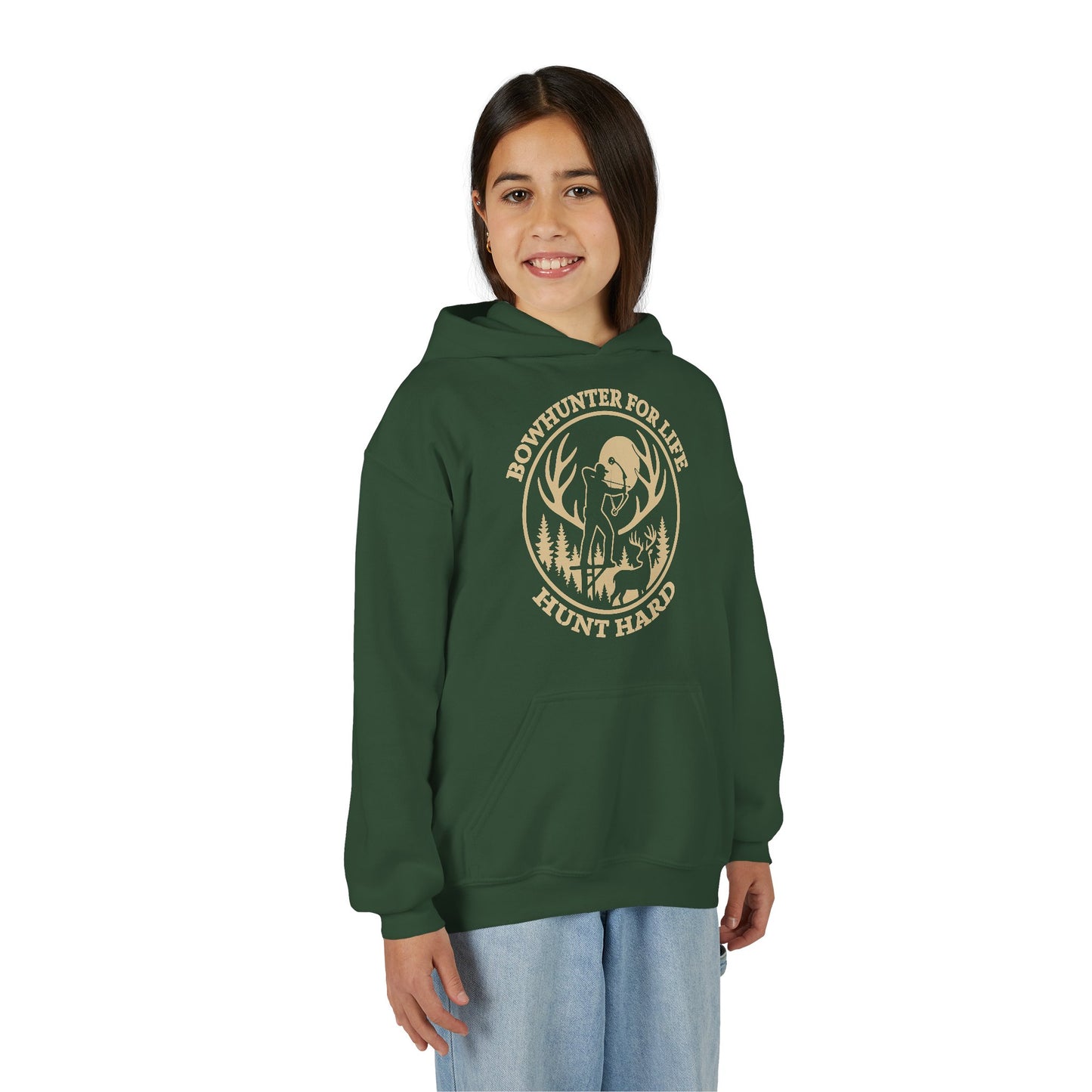 Bowhunter For Life Youth Unisex Hoodie | Perfect for Young Hunters, Outdoor Adventures, Gifts for Boys or Girls, Hunting Apparel