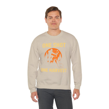 Hunting Crewneck Sweatshirt, One Shot One Harvest Sweatshirt, Gift for Hunters, Outdoor Apparel, Fall Outfit, Harvest Season Sweatshirt