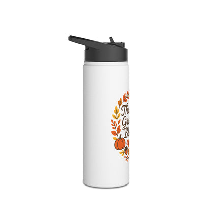 Thankful Grateful Blessed Stainless Steel Water Bottle - Fall Autumn Hydration Gift, Travel Mug, Reusable Drinkware, Gift for Friends
