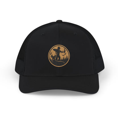 Hunting Theme Embroidered Snapback Trucker Cap | Stylish Outdoor Hat for Adventure Lovers, Perfect Gift for Birthdays, Events
