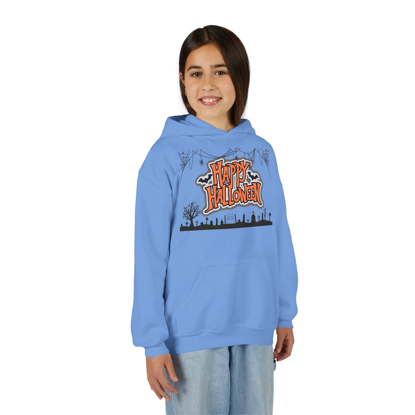 Halloween Youth Hoodie, Cozy Sweatshirt for Kids, Fun Fall Apparel, Spooky Season Hoodie, Trick or Treat Gift