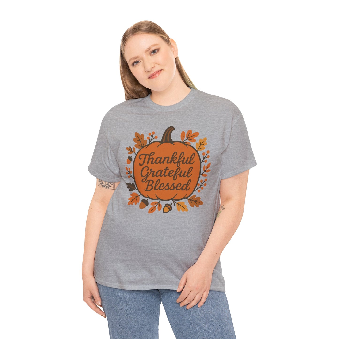 Thankful Grateful Blessed Unisex T-Shirt | Fall Shirt, Autumn Apparel, Thanksgiving Gift, Cozy Casual Wear
