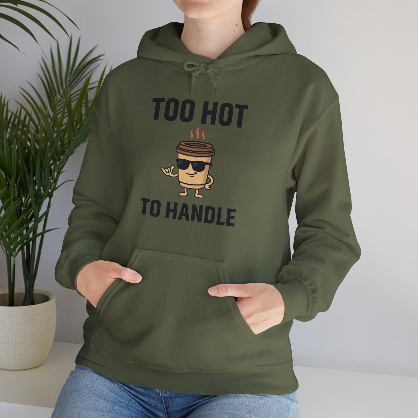 Coffee Cup Guy Too Hot To Handle Unisex Hoodie | Funny Gift, Cozy Graphic Hoodie, Casual Wear, Office Apparel