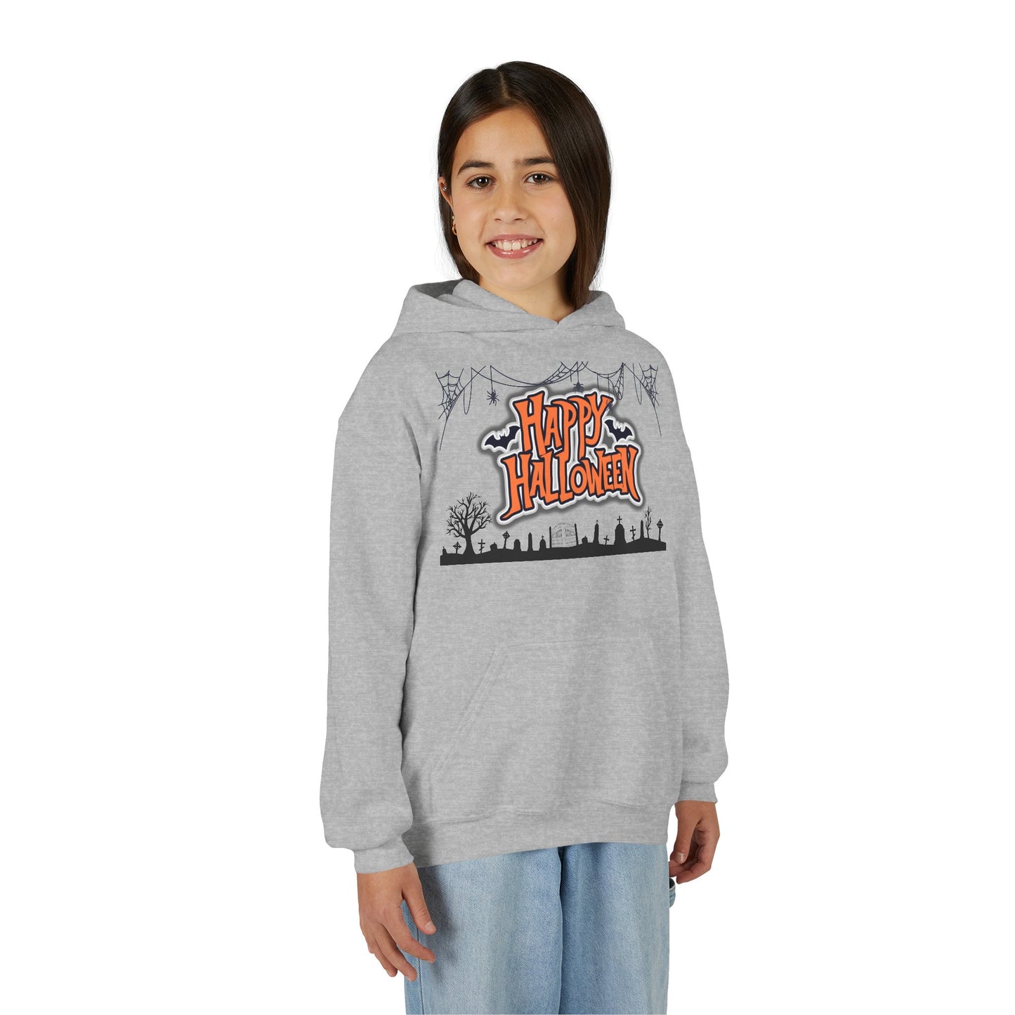 Halloween Youth Hoodie, Cozy Sweatshirt for Kids, Fun Fall Apparel, Spooky Season Hoodie, Trick or Treat Gift