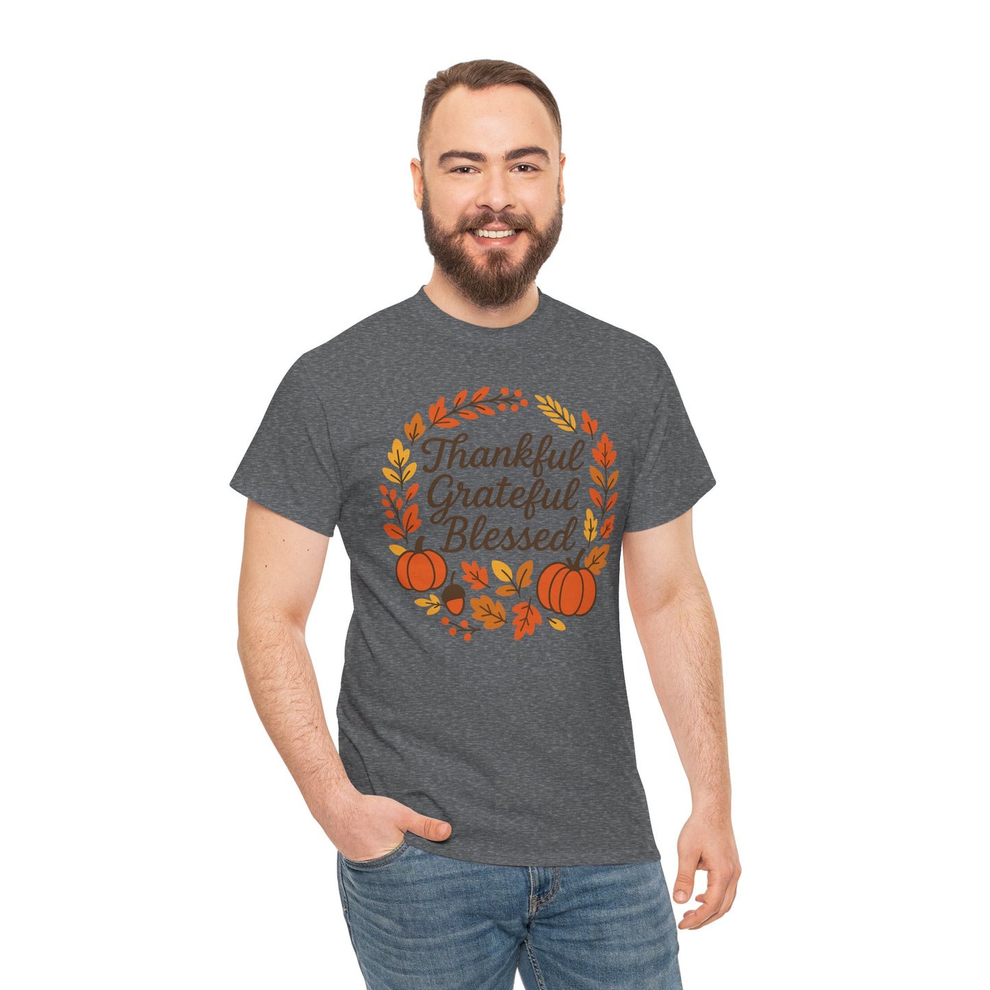Thankful Grateful Blessed Unisex T-Shirt | Great Tee for Fall, Thanksgiving Gift, Autumn Apparel, Graphic Tee