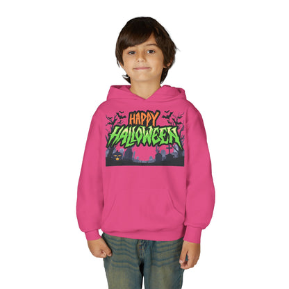 Halloween Youth Hoodie with 'Happy Halloween' Design, Cute Halloween [...]